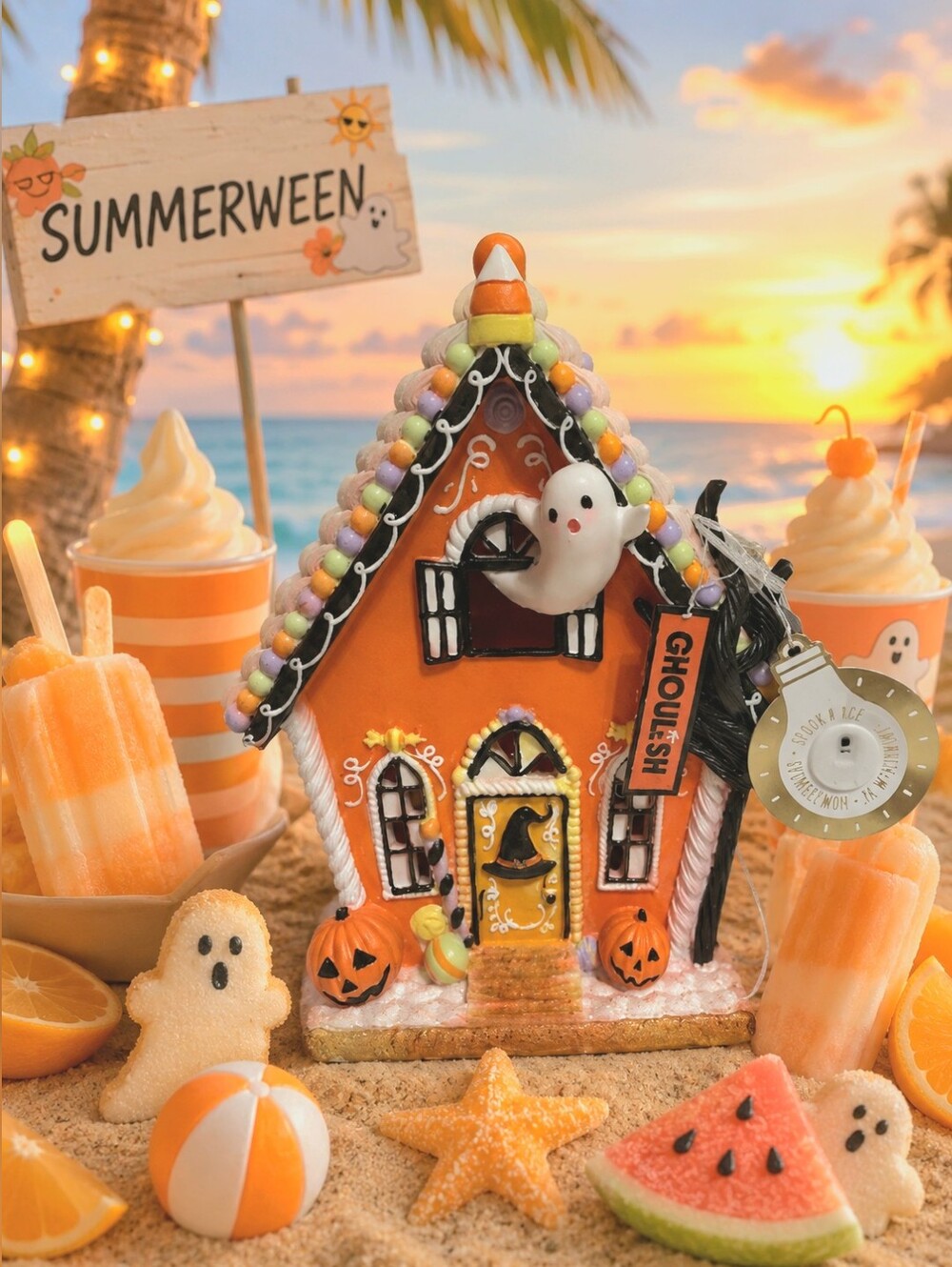 NWT Summerween Halloween Gingerbread Candy House